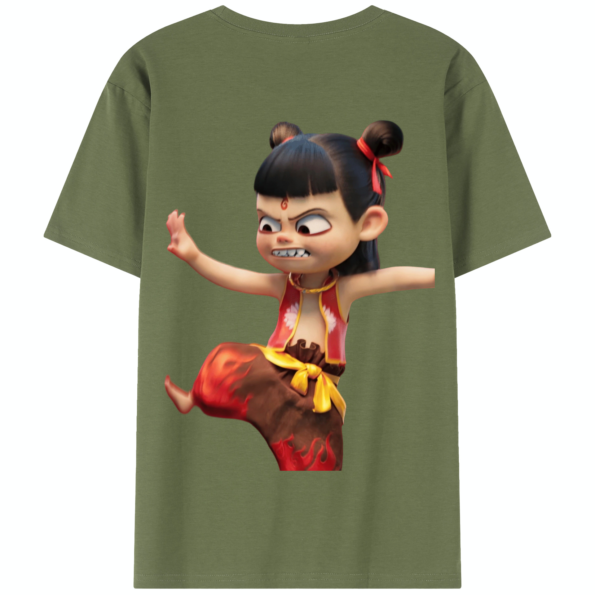 （画像用） Ne Zha 2 ナタ 魔童の大暴れ 綿100％半袖Tシャツ（背面プリント）